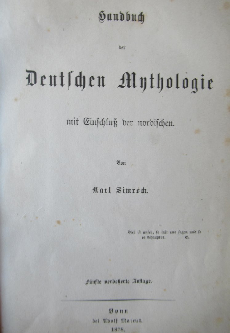 Müllenhoff, Carl - Simrock,Handbuch der Deutschen Mythologie