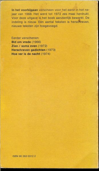 Oosterhuis, Huub .. Omslagontwerp Harry Drost - In het voorbijgaan.