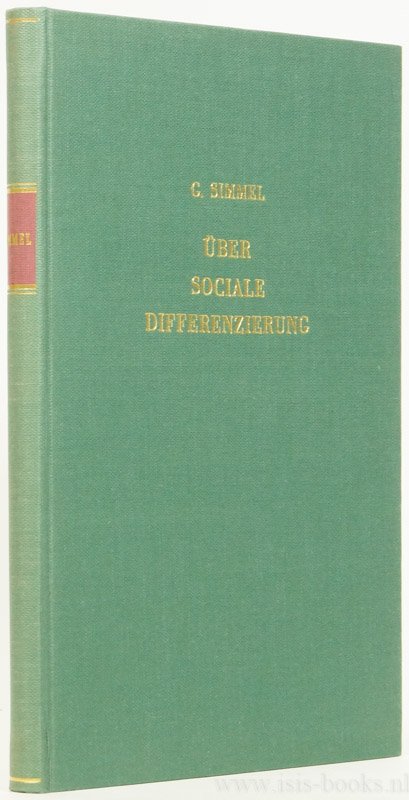 SIMMEL, G. - Über soziale Differenzierung. Sociologische und psychologische Untersuchungen.