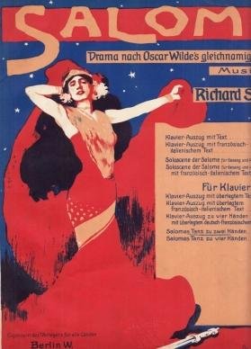 WILDE, Oscar - Salome. Drama nach Oscar Wilde's gleichnamiger Dichtung. Musik von Richard Strauss. Op. 54. Salomes Tanz zu zwei Händen.