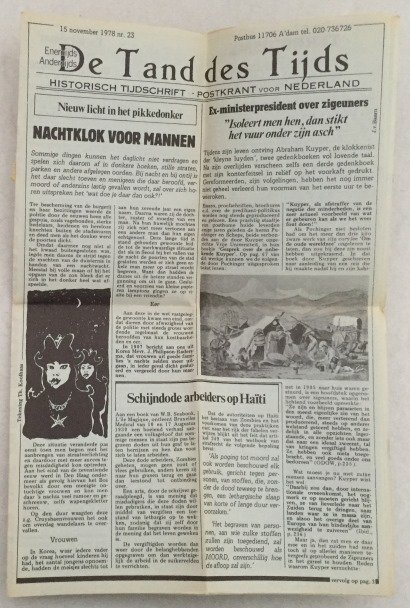 Jong, J. de, A. Leeflang, R. Stolk, S. Davidson, red., - De Tand des Tijds. Historisch tijdschrift - Postkrant voor Nederland. Nr. 23, 15 november 1978.