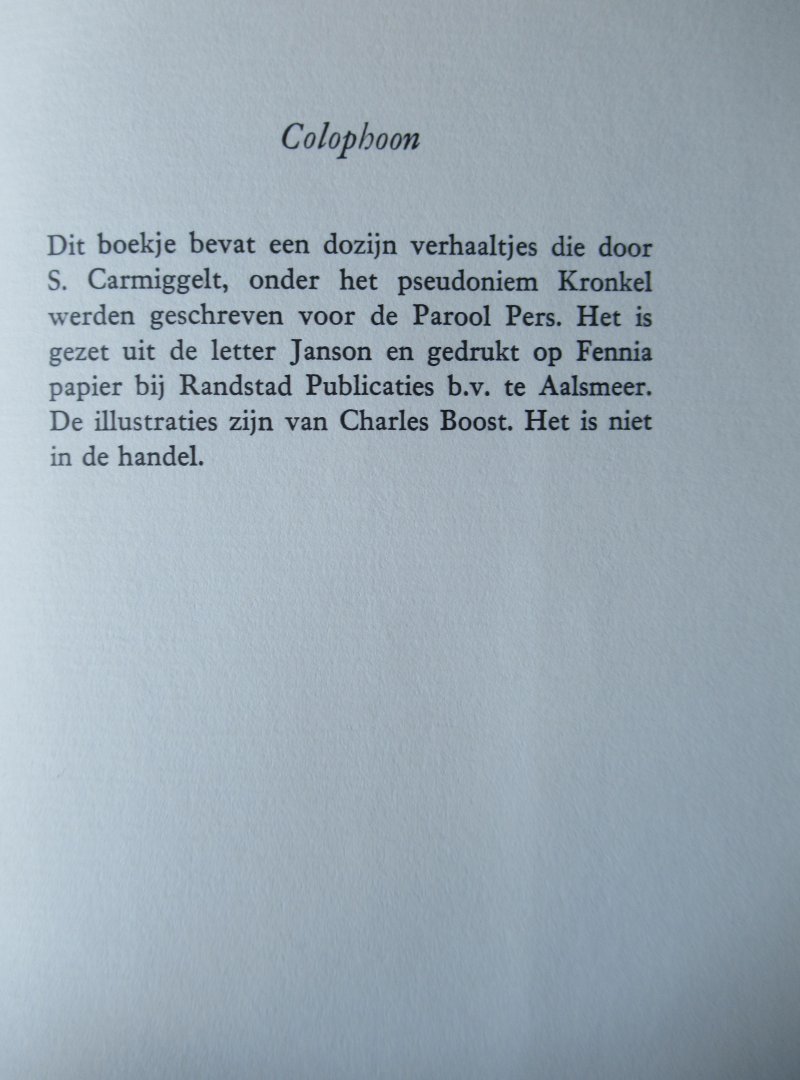 Carmiggelt, S. - Speciaal voor u