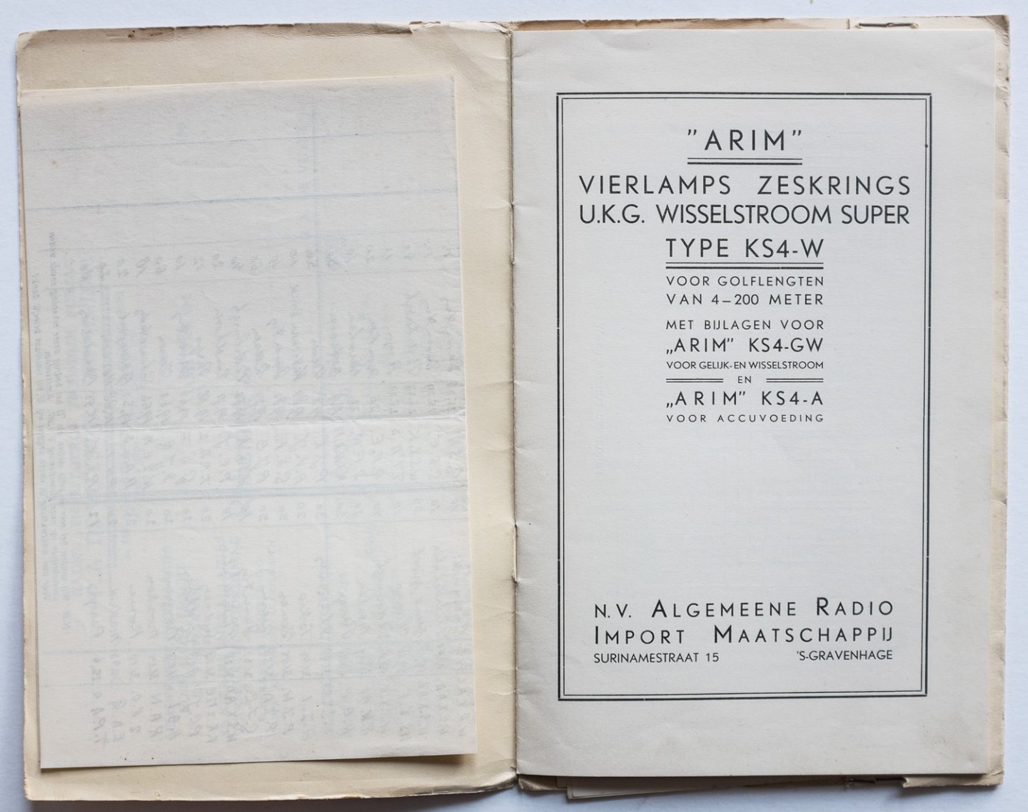 ARIM - "ARIM" Vierlamps  Zeskrings U.K.G. Wisselstroom Super Type KS4-W voor golflengten van 4 - 200 meter