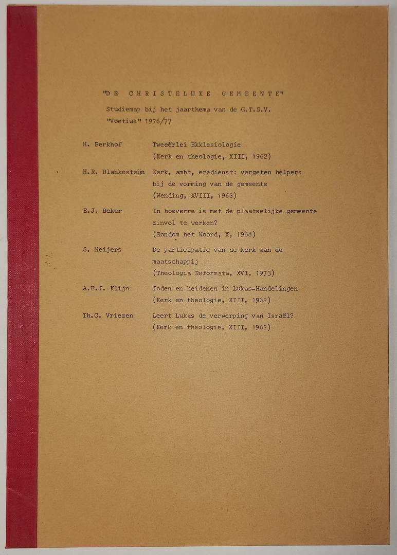  - De Christelijke Gemeente - studiemap bij het jaarthema van de GTSV Voetius 1976-1977