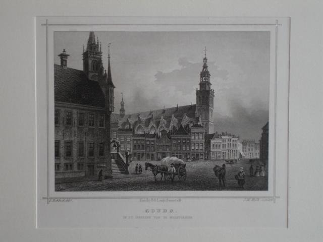 Gouda. - Gouda. De St. Janskerk van de Markt gezien.