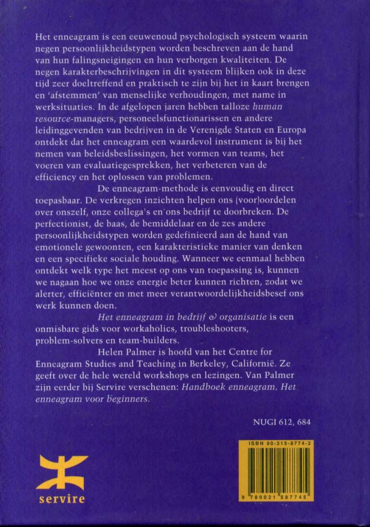 Palmer, Helen en Paul P. Brown - Het enneagram in bedrijf en organisatie. De negen persoonlijkheidstypen in samenwerkingsverband en teamvorming.