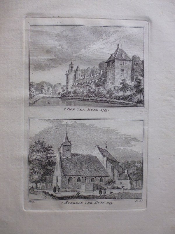 H. Spilman - 't Hof Ter Burg / 't Steedje Ter Burg 1743 [Originele kopergravure]