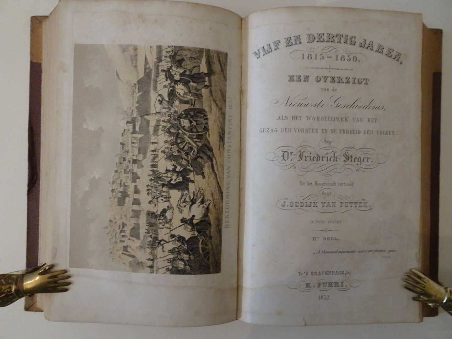 Steger, Friedrich. - Vijf en dertig jaren, 1815-1850. Een overzigt van de nieuwste geschiedenis, als het worstelperk van het gezag der vorsten en de vrijheid der volken. Twee delen in één band.