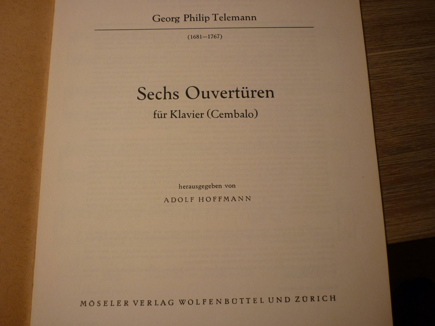 Telemann; Georg Philipp (1681–1767) - 6 Ouvertüren voor Piano of Klavecimbel (herausgegeben von Adolf Hoffmann)