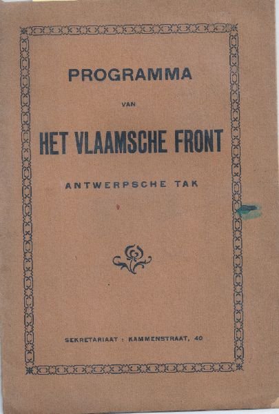  - Vlaamsche Front (programma van het), Antwerpse Tak