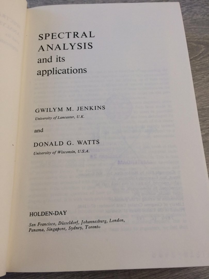 Jenkins , Watts - Spectral analysis and its applications