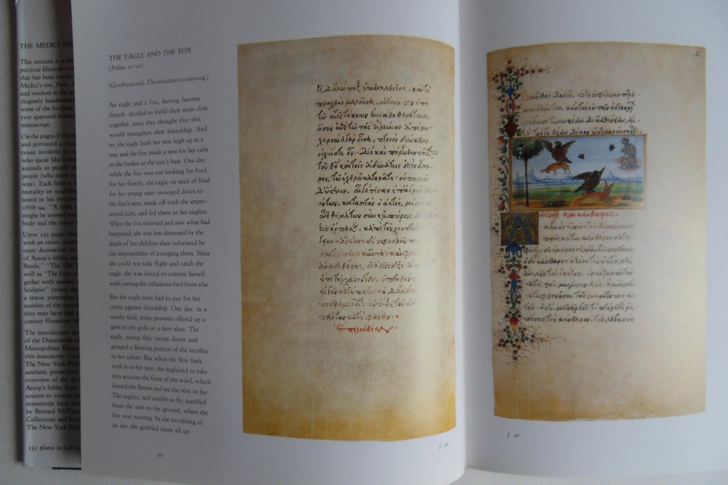 McTigue, Bernard (translated from the Greek); Fahy, Everett (introduction by). - The Medici Aesop. - Spencer MS 50. - From the Spencer Collection of the New York Public Library.