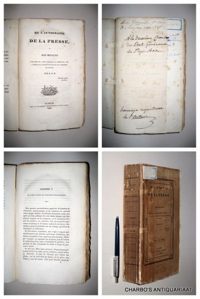 G.L.B. [LIBRI-BAGNANO, GEORGE], - De l'autocratie de la presse, et des moyens d'organiser son action périodique et commerciale, dans l'intérêt de la stabilité des états et de la prospérité des peuples, par G.L.B..