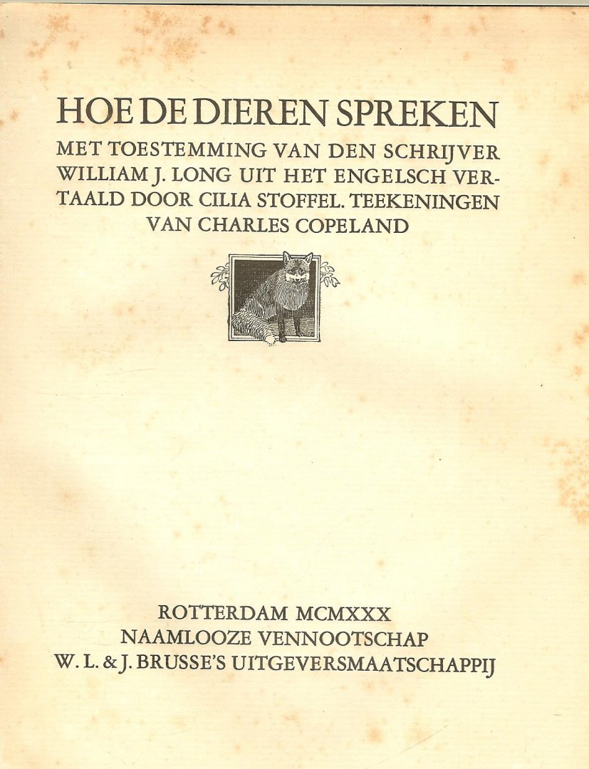 Long, W.J.  met toestemming van den schrijver William J. Long met Zwart - Wit  Fotos - Hoe de dieren spreken