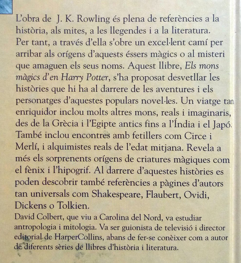 Colbert, David - Els mons màgics d'en Harry Potter (Mites, llegendes i dades fascinadores) (CATALAANS)