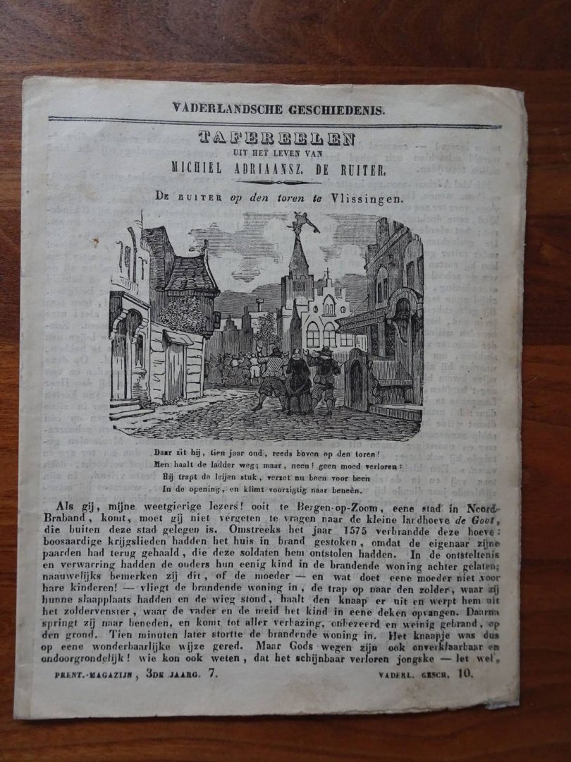 N.n.. - Vaderlandsche Geschiedenis. Tafereelen uit het leven van Michiel Adriaansz. de Ruiter. Uit: Prent-Magazijn, 3de Jaarg. 7.