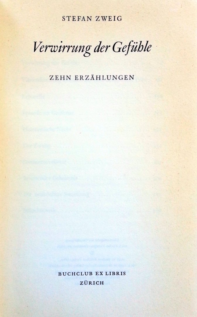 Zweig, Stefan - Verwirrung der Gefühle (DUITSTALIG)