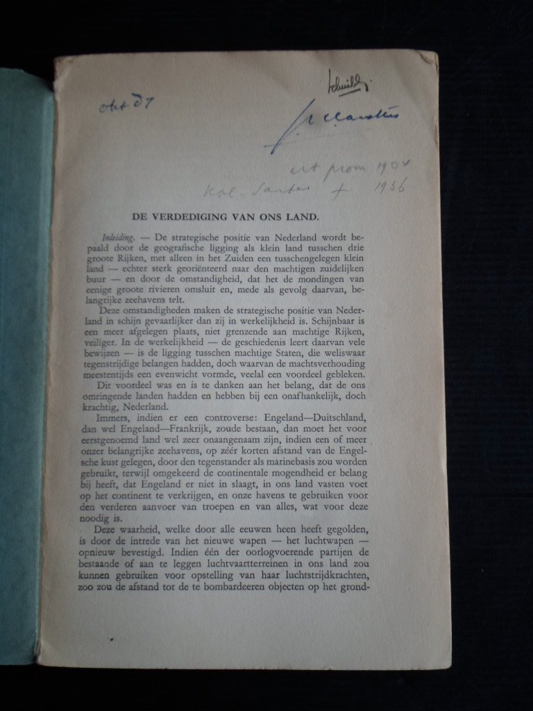 J.J.van Santen - De Verdediging van Nederland en Nederlandsch-Indie,