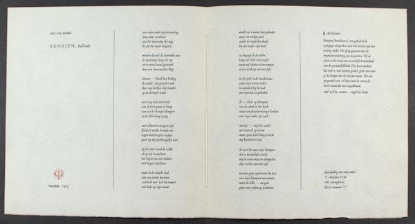 Messel, Saul van (= Jaap Meijer). - Bensjen; ballade.