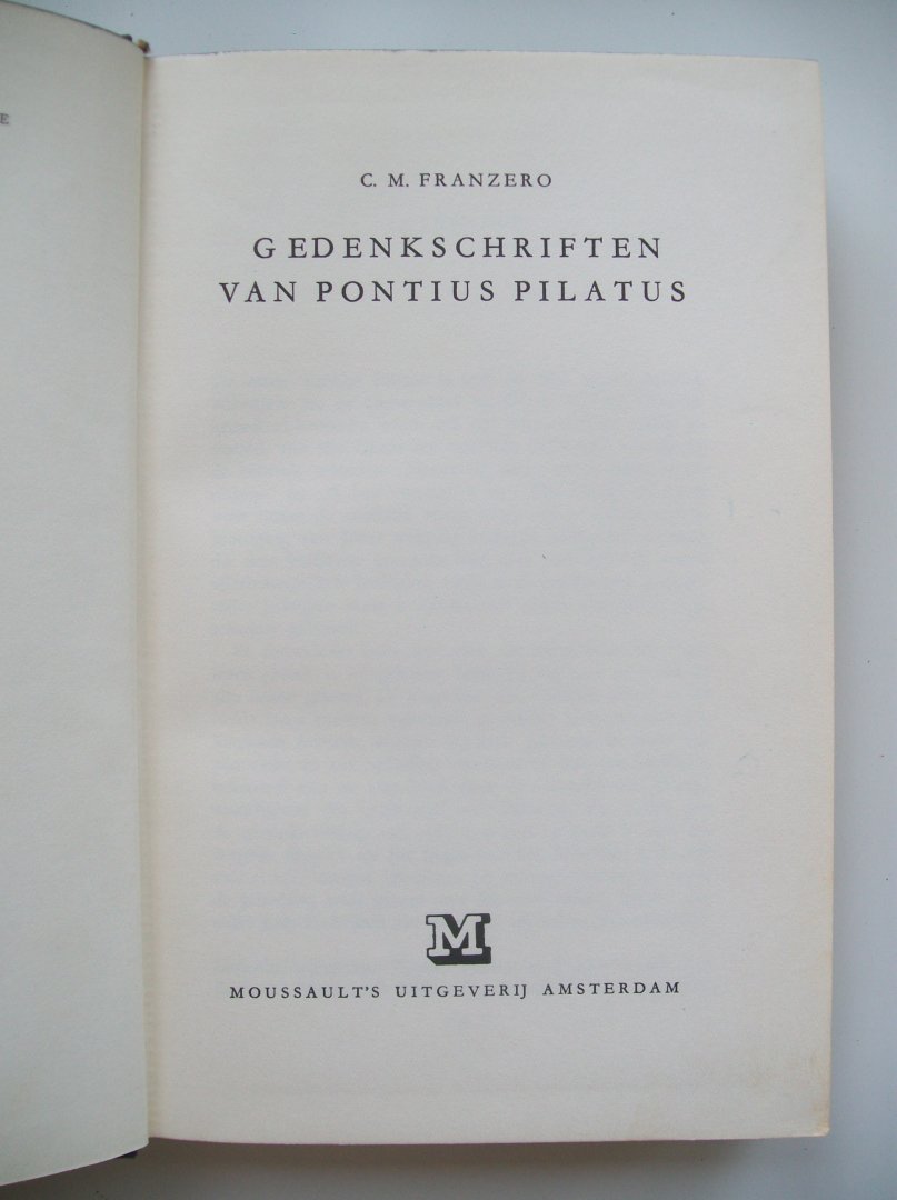 Franzero, C.M. - Gedenkschriften van Pontius Pilatus