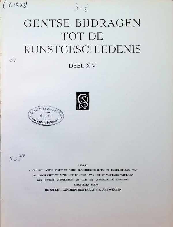 - Gentse bijdragen tot de kunstgeschiedenis Deel XIV