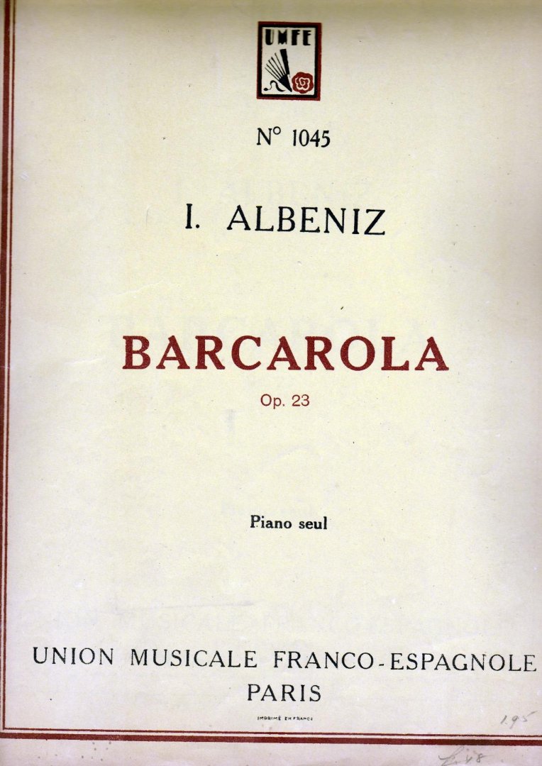 Albeniz Isaac - arcarola opus 23 Piano seul