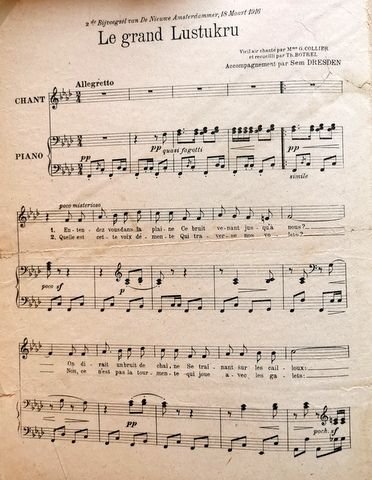 Dresden, Sem (Arr.): - Le grand Lustruku. Vieil air chanté par Mme. G. Collier et recueilli par Th. Botrel. Accompagnement par Sem Dresden (Amsterdam : Braakensiek)