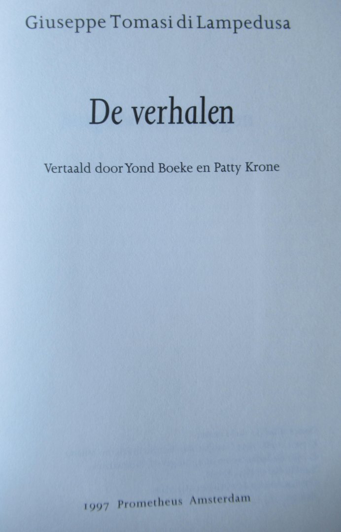 Lampedusa, Giuseppe Tomasi di - De verhalen