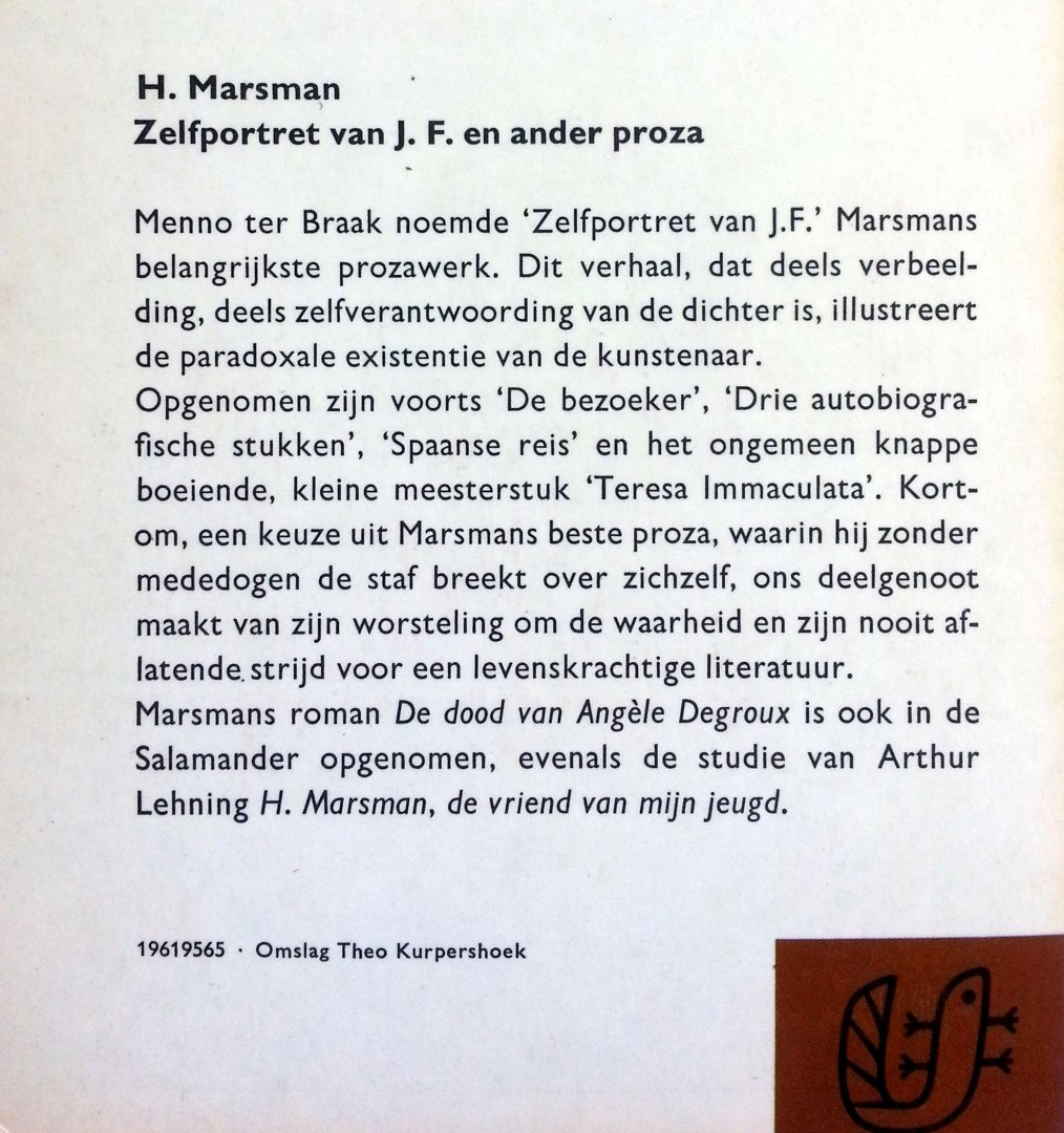 Marsman, Hendrik - Zelfportret van J.F. en ander proza (Ex.1)