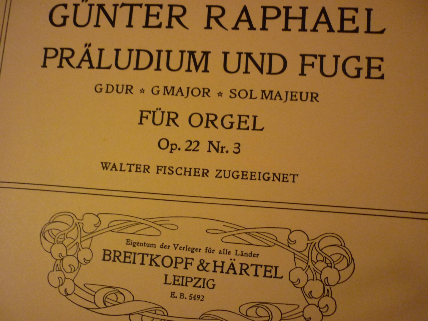 Raphael; Gunter - Praludium und Fuge in G dur; Op.22 Nr. 3