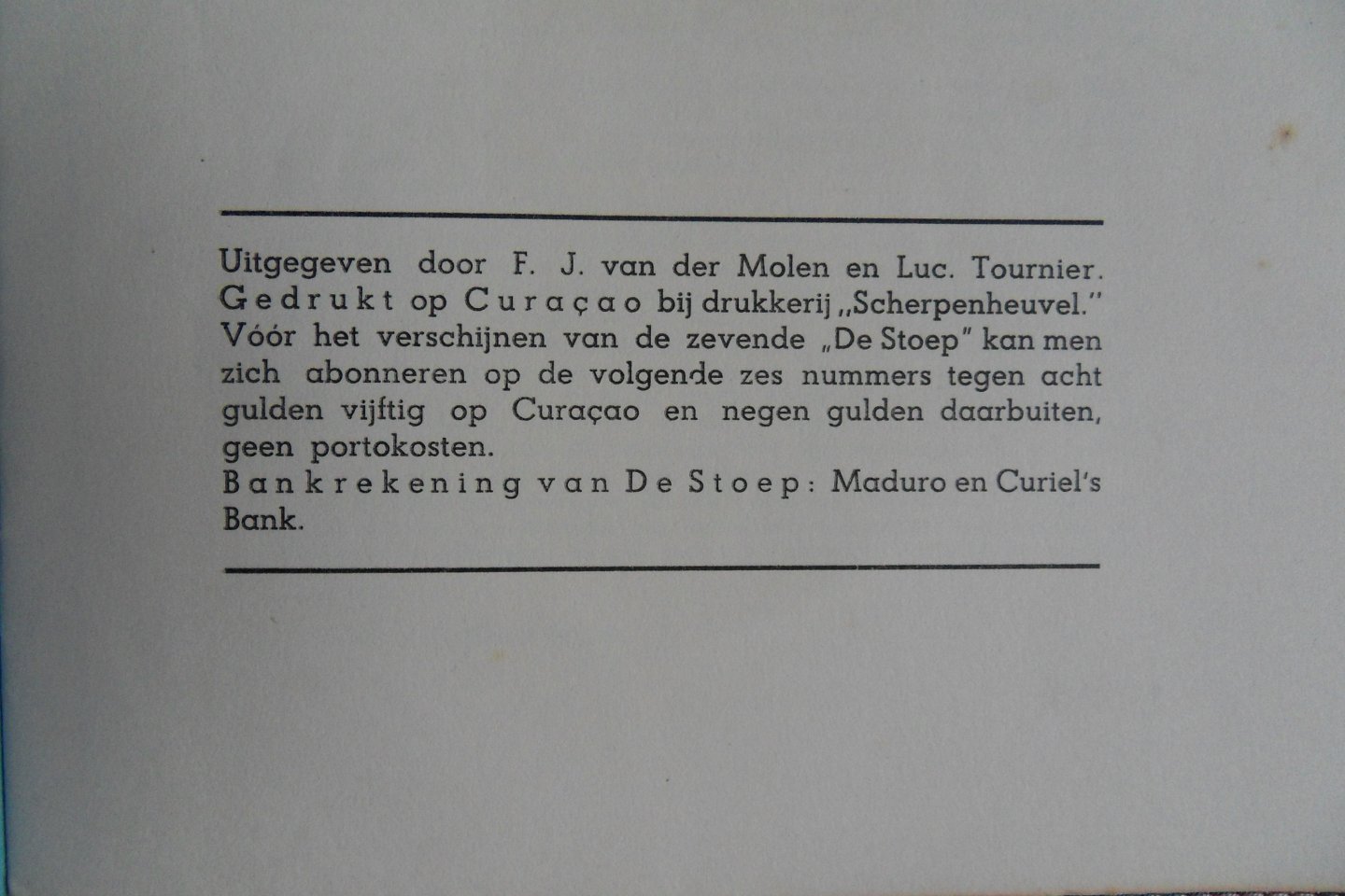 Molen, F.J. van der; Tournier, Luc. (uitgegeven door). - Nederlands Periodiek De Stoep 6. - Juli 1942. - Jan Greshoff over Arthur van Schendel.