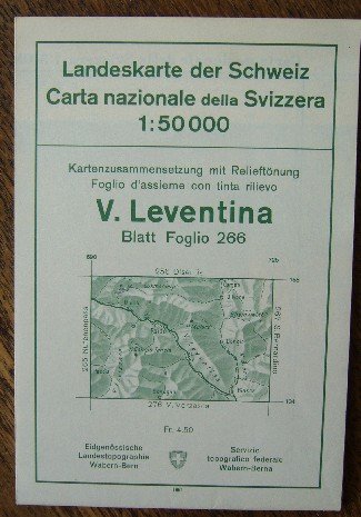 kaart. map. - Landeskarte der Schweiz. V. Leventina Blatt Foglio 266. 1:50000.