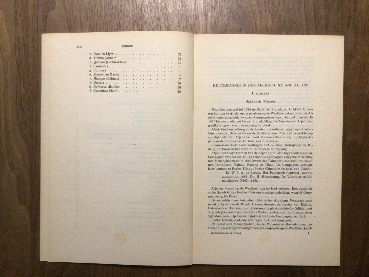 Prof. Dr. E.C.Godee Molsbergen - Geschiedkundige atlas van Nederland - de compagnie in den Archipel na 1684 tot 1991 -  de compagnie buiten de Archipel