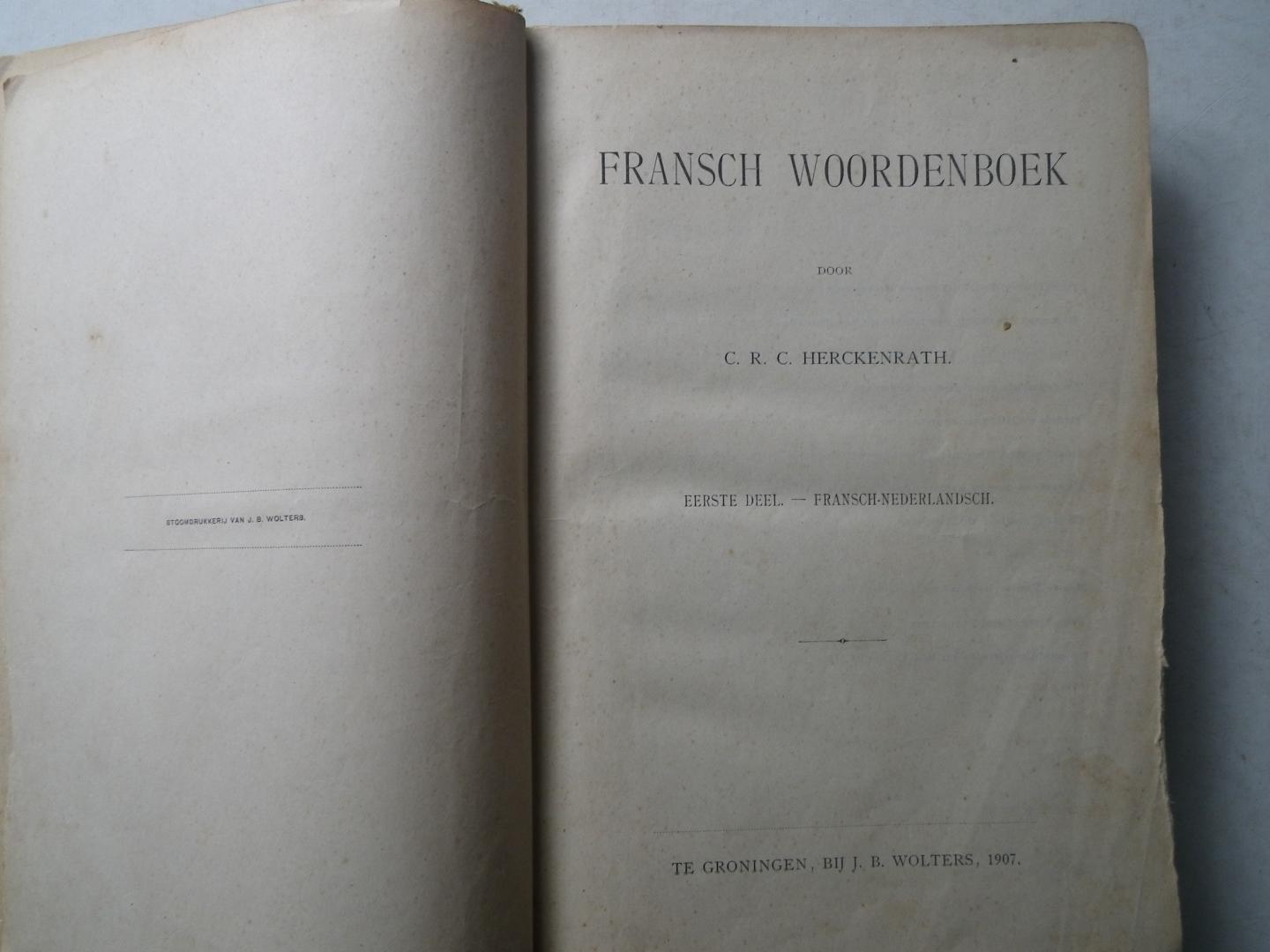 Herckenrath, C.R.C. - Fransch woordenboek - eerste deel - Fransch-Nederlandsch