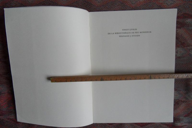 Colin, Georges; Lenger, Marie-Thérèse (catalogue rédigé par). - Vingt Livres de la Bibliothèque de Feu Monsieur Fernand J. Nyssen.