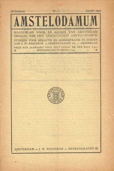  - Amstelodamum : Maandblad voor de kennis van de kennis van Amsterdam, orgaan van het Genootschap Amstelodamum