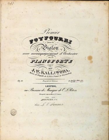 Kalliwoda, J.W.: - [Op. 35] Premier potpourri pour le violon avec accompagnement d`orchestre ou de pianoforte. Op. 35