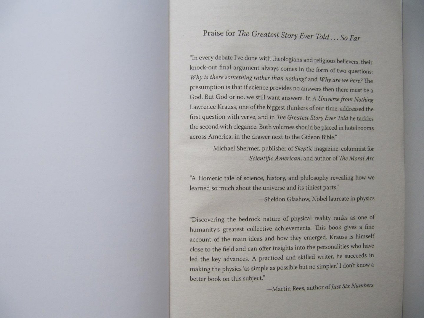 Krauss, Lawrence M. - The Greatest Story Ever Told...So Far / why are we here ?