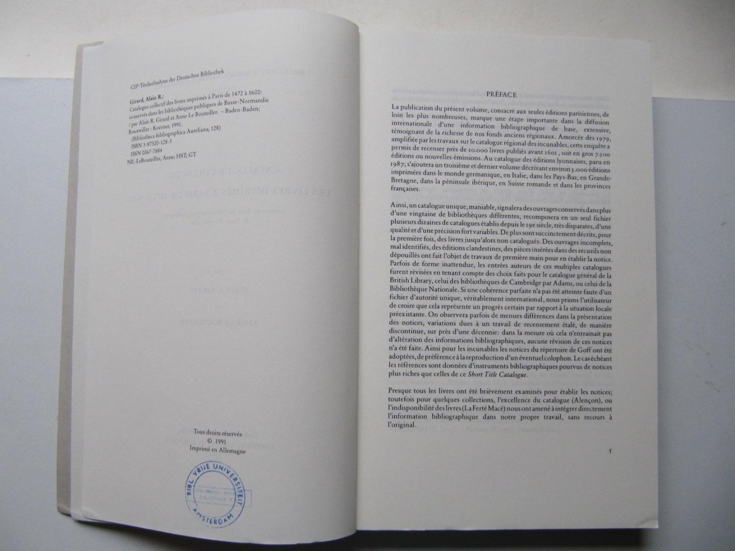 Editions Valentin Koerner - Catalogue Collectif Des Livres Imprimes a Paris de 1472 A 1600