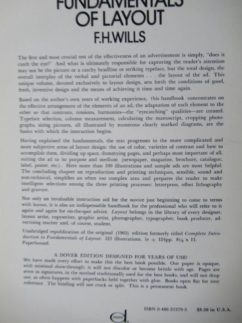 Wills, F.H. - Fundamentals of Layout. For newspaper and magazine advertising, for page design of publications and brochures.