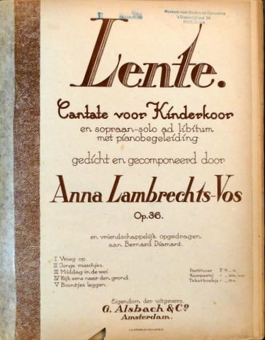 Lambrechts-Vos, Anna: - Lente. Cantate voor kinderkoor en sopraan-solo ad libitum met pianobegeleiding. Op. 36