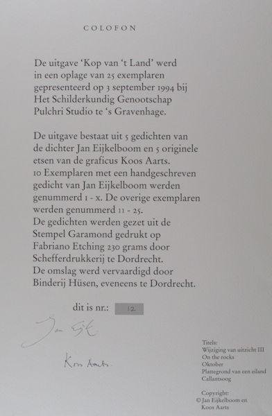 Eijkelboom, J. & K. Aarts (etsen). - Kop van 't land.