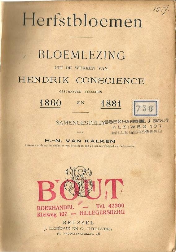 CONSCIENCE HENDRIK - HERFSTBLOEMEN  (bloemlezing uit de werken van HENDRIK CONSCIENCE  1860-1881