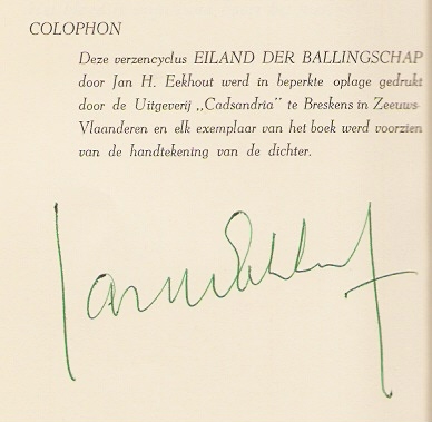 Eekhout, Jan H. - Eiland der ballingschap - gesigneerd exemplaar
