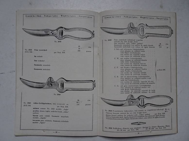 N.n.. - Musterbuch Ausgabe Juli 1928. Abt.: Scheren-Fabrik.