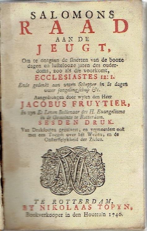 Jacobus Fruytier - Salomons raad aan de Jeugt