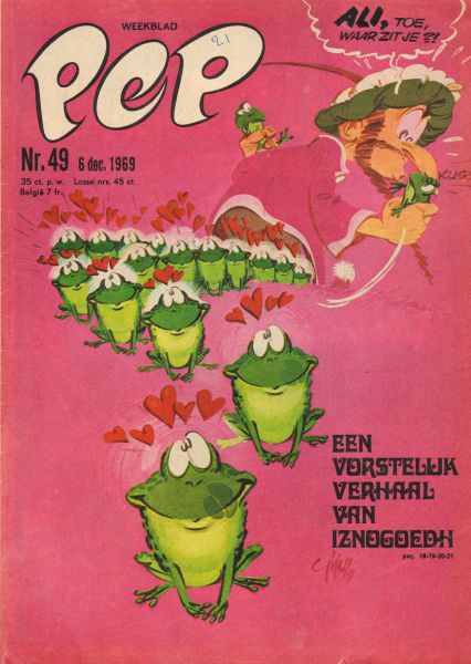 Diverse  tekenaars - PEP 1969 nr. 49, stripweekblad, 6 december 1969 met o.a. DIVERSE STRIPS (RAVIAN/RIK RINGERS/LUCKY LUKE/ROODBAARD/VIDOCQ)/IZNOGOEDH (COVER )/ROB SLOTEMAKER (SLIPDESKUNDIGE, 2 p.)/CO PRINS (MVV, POSTER 2 p.), goede staat