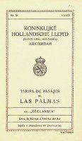 Koninklijke Hollandsche lloyd - Tarifa de Pasajes ss Zeelandia 1922 KHL