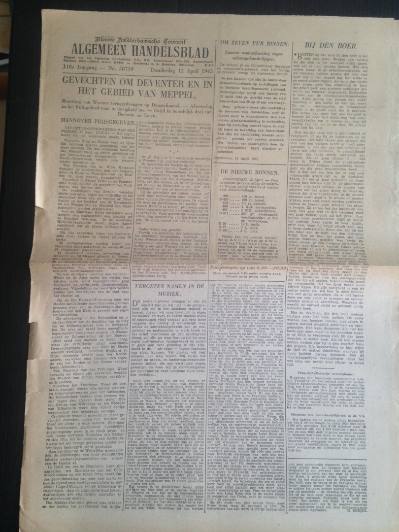 Oorlogskrant - Algemeen Handelsblad, Nieuwe Amsterdamsche Courant