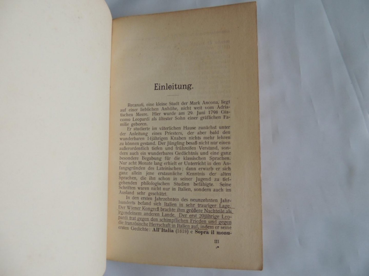 Giacomo Leopardi; Pia Di Mayo-Gelati - Giacomo Leopardi : Auswahl aus den Gedichten, Prosaschriften und Briefen nebst erklärenden Anmerkungen und einem Wörterverzeichnis